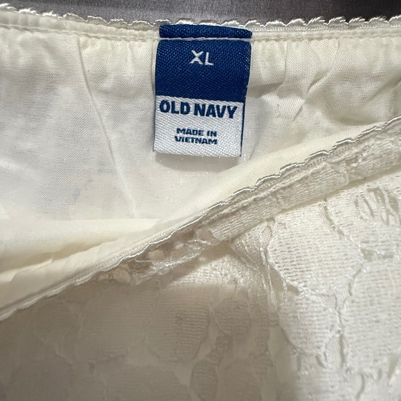 Old Navy Womens XL Lace Overlay Midi Skirt Cream Elastic Waist - Picture 4 of 9